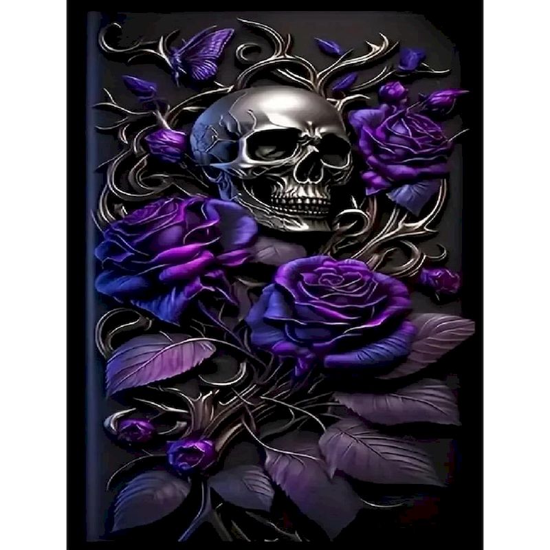Art Craft Halloween - RUOPOTY Flower Skull Diamond Painting Embroidery