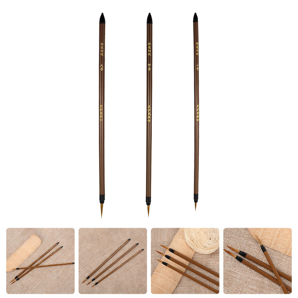 Watercolor Brush Pen - 3Pcs Wolf Hair Line Drawing Pens