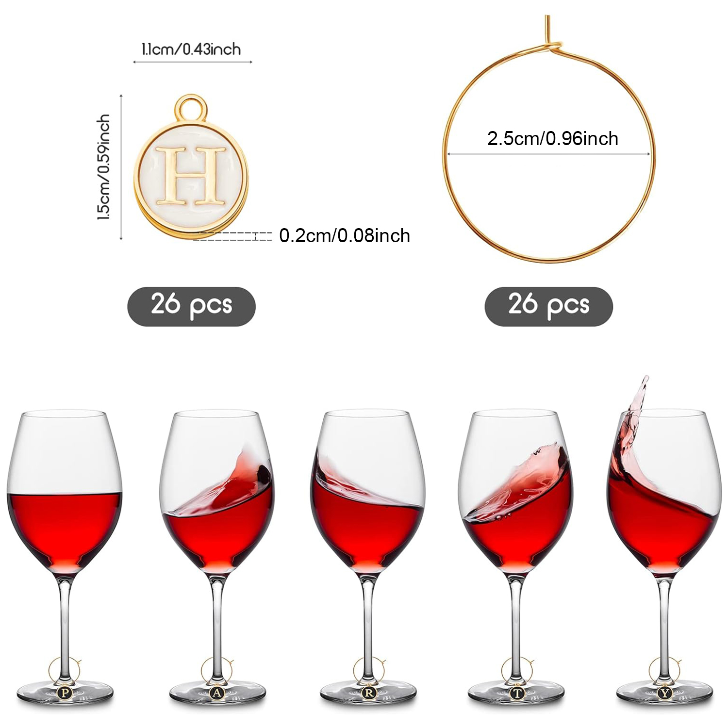 26Pcs Wine Charms for Stem Gla - Art Craft Glasses ulasan dan harga