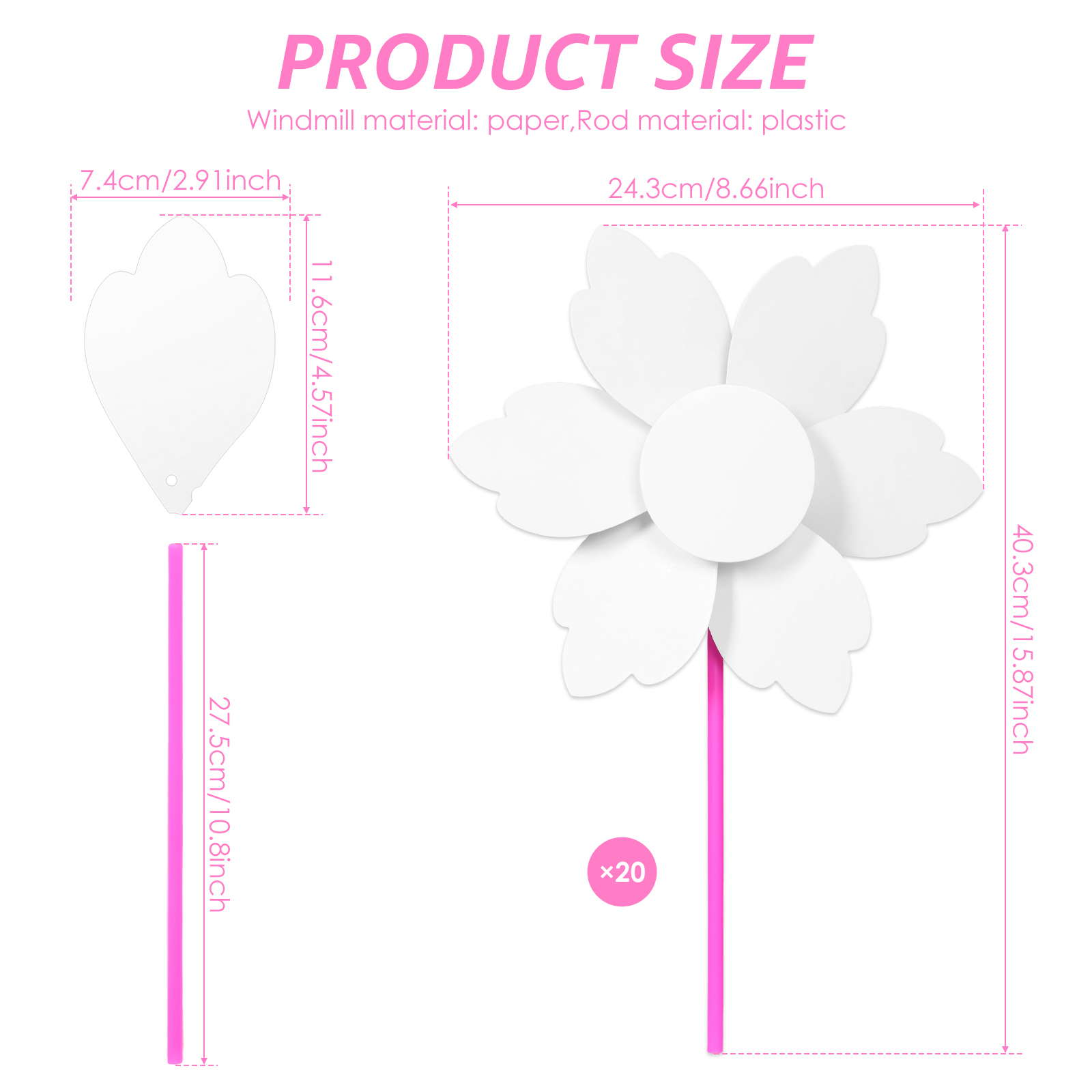 20/100Pcs DIY Pinwheels Craft  - Art Craft Materials ulasan dan harga