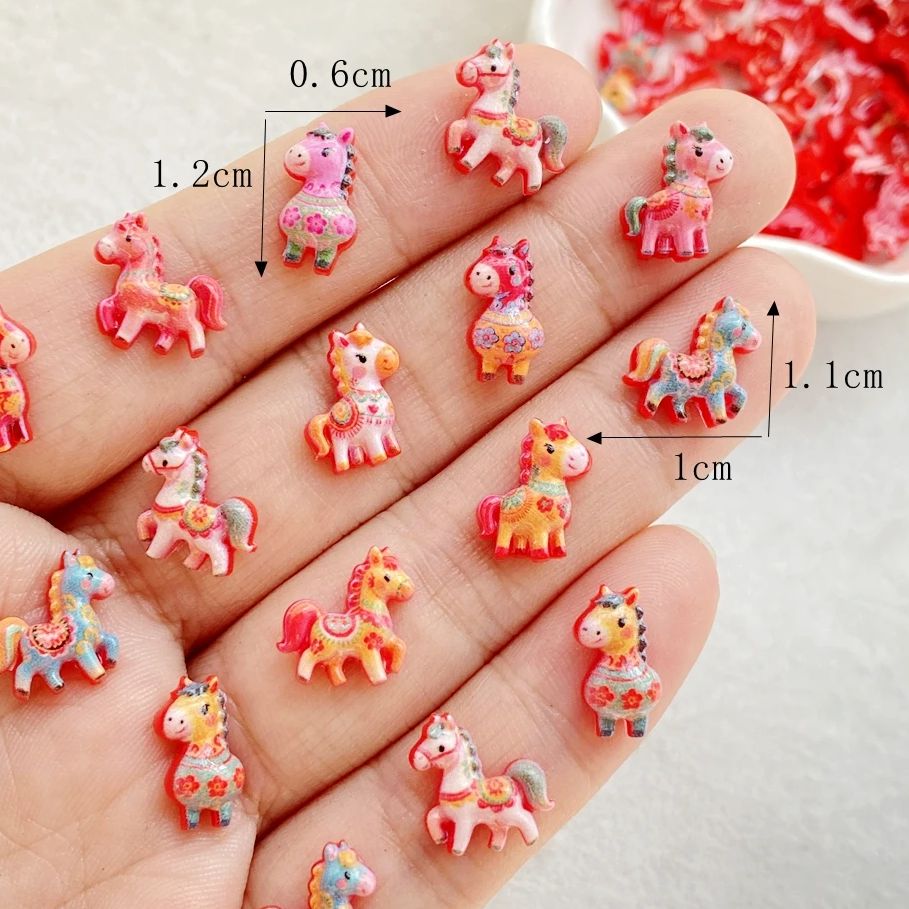 50pcs Resin Cute Mini Red Anim - Art Craft Unicorn ulasan dan harga