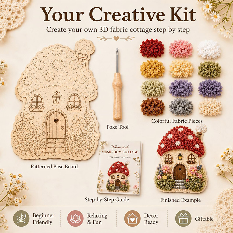 3D Mushroom House Poke Art DIY - Art Craft Materials ulasan dan harga