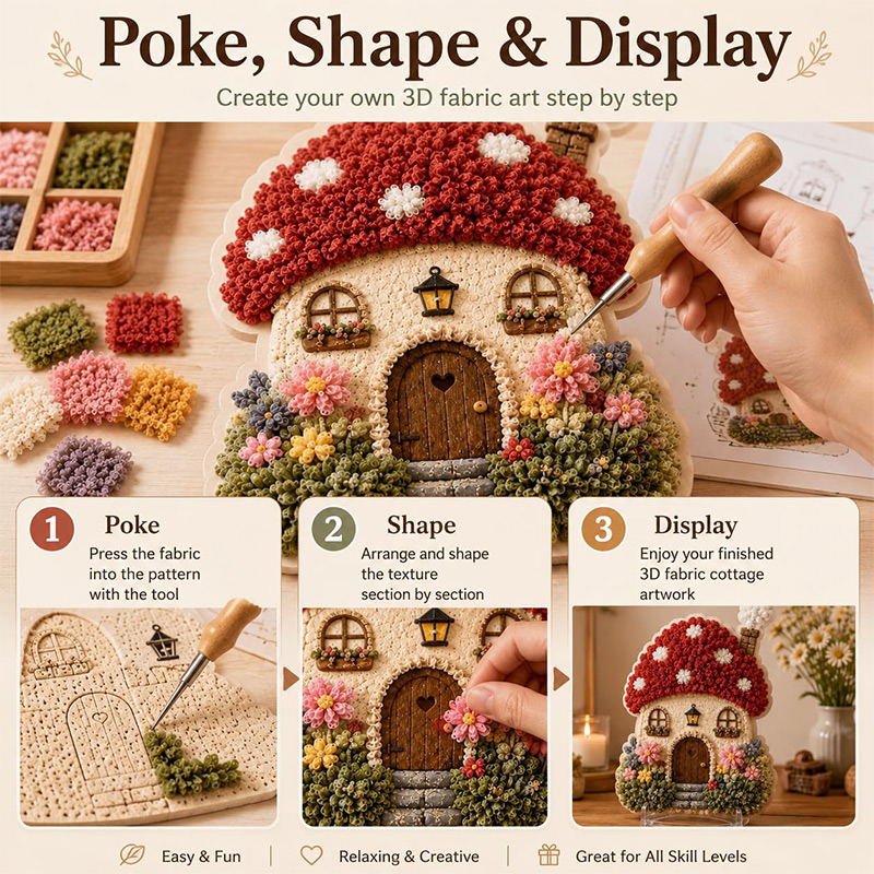 3D Mushroom House Poke Art DIY - Art Craft Materials ulasan dan harga