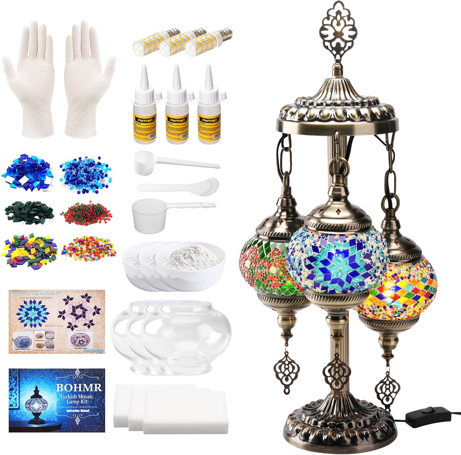 DIY 3 Globe Turkish Mosaic Lam - Art Craft And ulasan dan harga