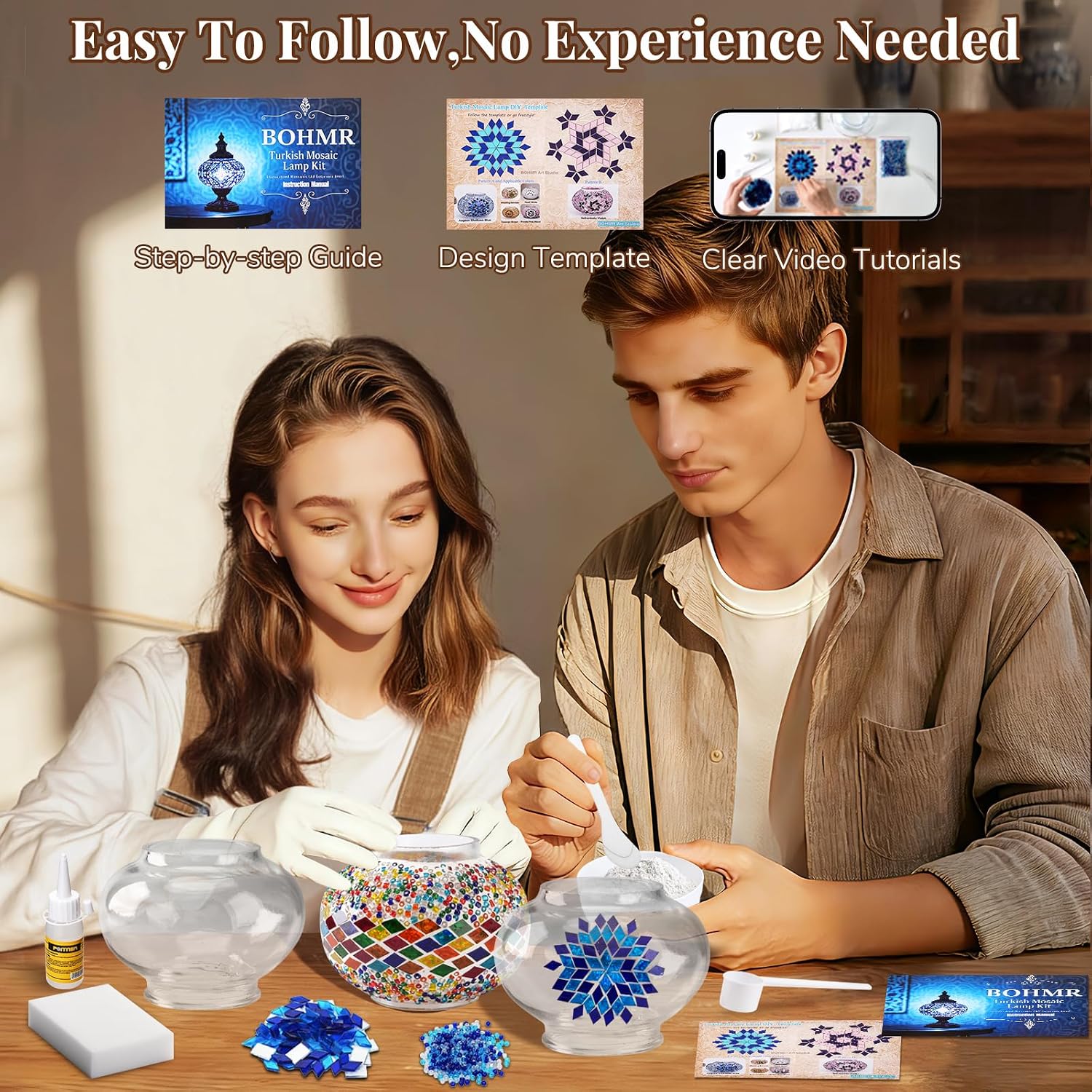 DIY 3 Globe Turkish Mosaic Lam - Art Craft And ulasan dan harga