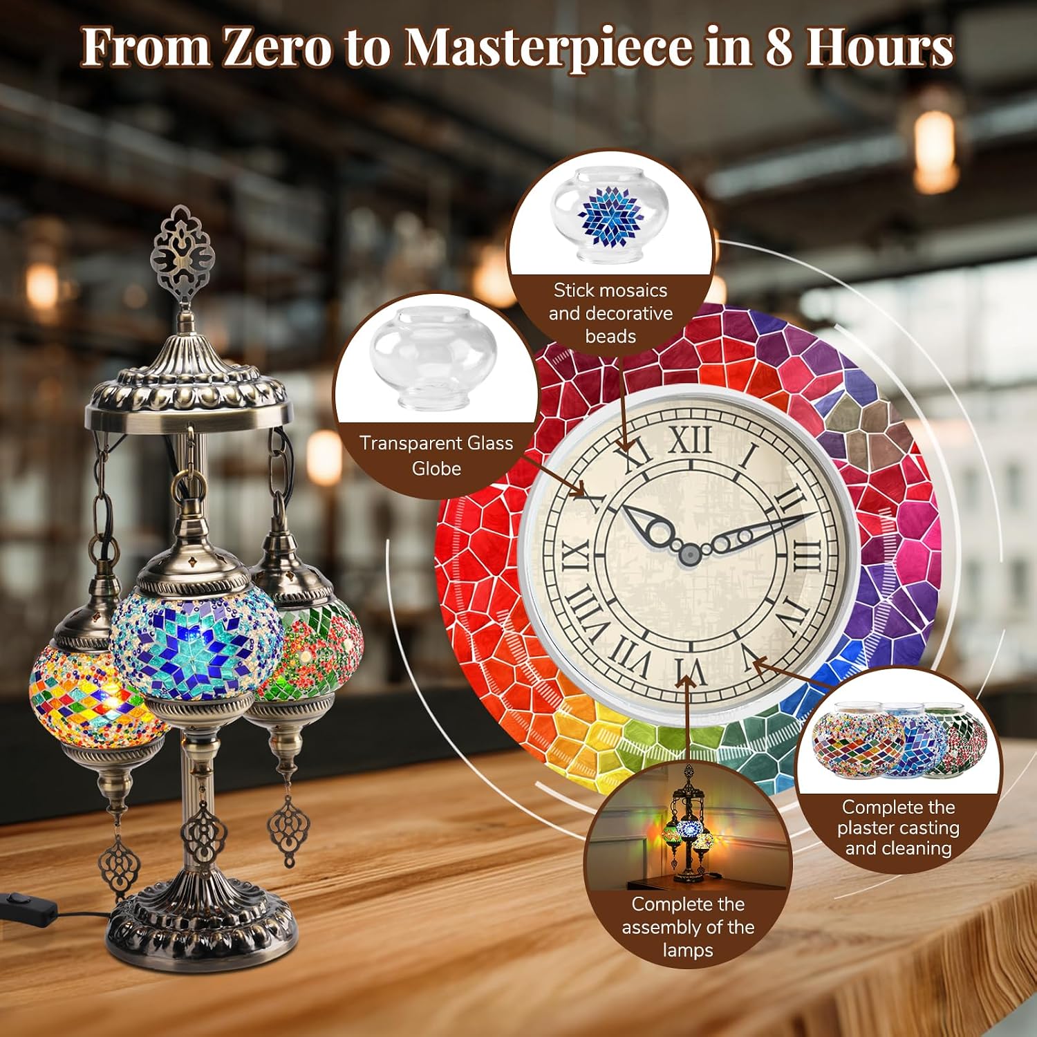 DIY 3 Globe Turkish Mosaic Lam - Art Craft And ulasan dan harga