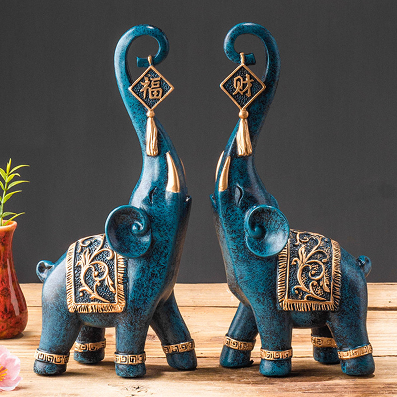 One Pair Chinese‑style Lucky W - Art Craft Elephant ulasan dan harga