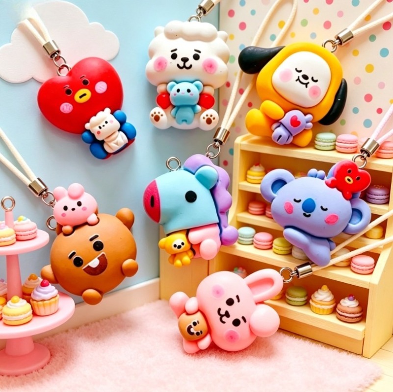 7pcs BT21 Resin Cartoon Charm  - Art Craft Making ulasan dan harga