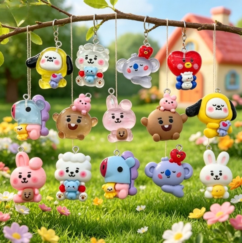 7pcs BT21 Resin Cartoon Charm  - Art Craft Making ulasan dan harga