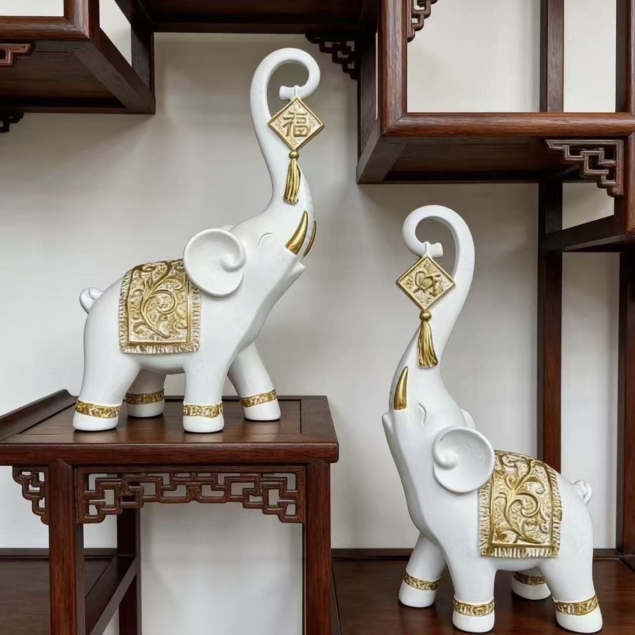 One Pair Chinese Style Lucky W - Art Craft Elephant ulasan dan harga