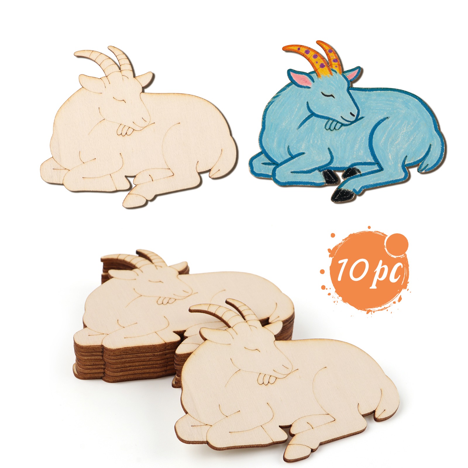 10pcs/set Unfinished Wood Shee - Art Craft And ulasan dan harga