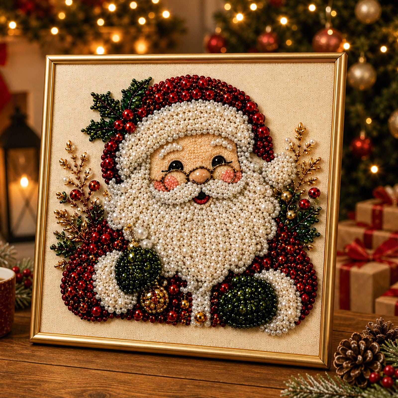 DIY Christmas Pearl Diamond Pa - Art Craft Glasses Frames ulasan dan harga